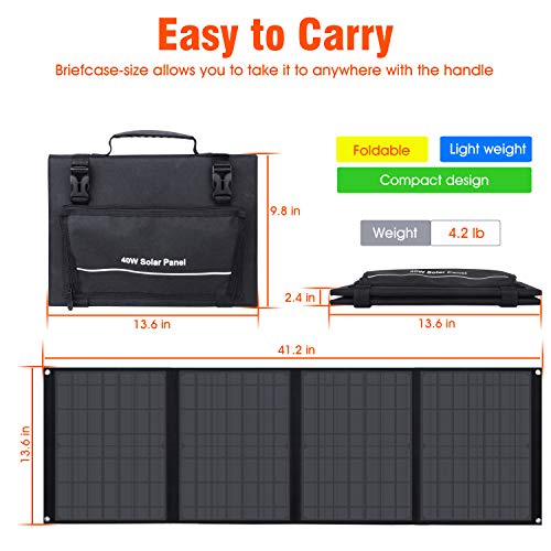 40W Foldable Solar Panel with USB QC 3.0, 12-15V DC Output, Portable Solar Charger with Fast Charge Technology for Power Bank, iPhone, iPad, Samsung and Outdoor Camping - Image 8