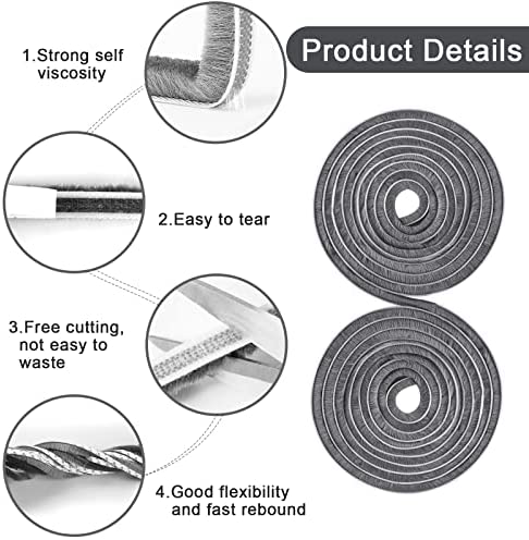 6m Door Window Frame Brush Seal Weather Strip Draft Excluder for Doors Window Draught Excluder Tape Self-Adhesive Window Seals Air Stopper for Sliding Doors Window (Grey, 9*9) - Image 3