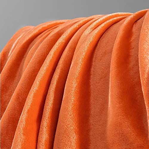 Luxury Soft Faux Mink Velvet Feel Flannel Bed Decorative Throw Travel Super Soft Sofa Throwover (Orange, 150x200cms) - Image 3