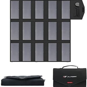 ALLPOWERS 100W Foldable Solar Panel, Portable Solar Charger (Dual 5v USB with HighTechnology+18v DC Output) for Outdoor, Camping, Portable Power Station, Laptop, 12v Car, Boat, Hiking, Travel