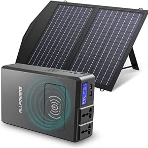 ALLPOWERS Portable Power Station 200W/154Wh/41600mAh Solar Generator Wireless Charger with 60W Monocrystalline Foldable Solar Panel Portable Solar Charger for Outdoor Camping Hiking Travel Computer