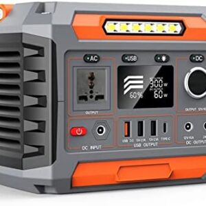 Ariyuan 300W Portable Power Station,288Wh/78000mAh Camping Battery Power Pack With Wireless Charger /LED Light,Outdoors Camping Fishing Travel Solar Generator (300W,Lithium Battery Pack)