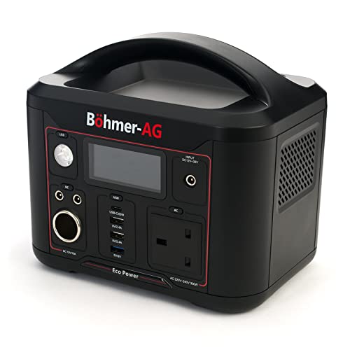 Böhmer-AG EcoPower 300W Portable Power Station Pure Sine Wave Solar Generator 220-240V 78000mAh/280.8Wh Fast & USB PD 60W Charge Outdoor, Camping, Travel, Home, Campervan & Fishing