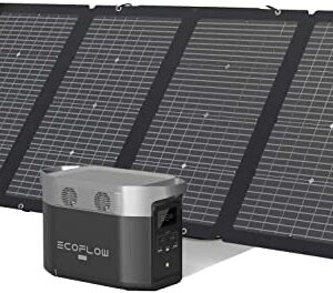 EF ECOFLOW Delta Max (1600) Solar Generator 1612Wh with 220W Solar Panel, 4 X 2000W (4600W Surge) AC Outlets, Portable Power Station for Home Backup Outdoors Camping RV Emergency