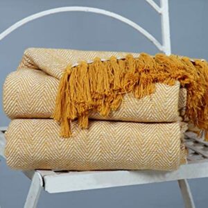 EHC Natural Cotton Two Tone Herringbone Sofa Arm Chair Bedspread Settee Throw - 250 x 380 cm, Super Giant Size