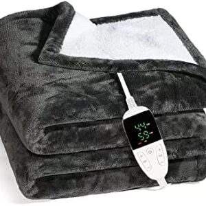 Electric Heated Throw & Over Blanket Extra Large Ultra Soft Luxurious Flannel Electric Blanket , Machine Washable Fleece with Digital Remote Timer Function Breathable Throw for Sofa and Bed