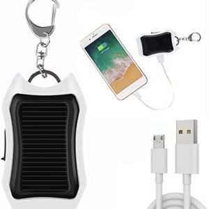 Fanomini Solar Power Bank Keychain 1200mAh Solar Charger Keychain with 3 LED Mini Portable Solar Panel Charger Camping Survival Emergency Gear for Cellphone MP3 Player Tablet (white)