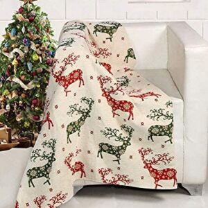 Festive Xmas Reindeer Sofa Bed Christmas Throw Blanket Cover, 127 x 152cm