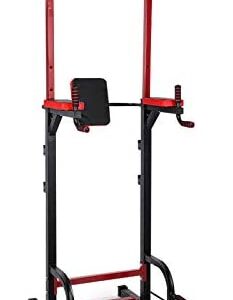 Greensen Power Tower Dip Station Pull Up Bar, Height Adjustable Power Tower Station, Workout Power Tower in U‑shaped Base Design, Multifunction Home Workout Power Tower, Load Bearing About 150kg