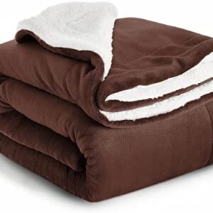 IR Imperial Rooms Sherpa Fleece Blanket Bed Throws Blankets For Sofas Soft Fluffy Thick Blanket Reversible Microfiber Throw (Coffee, Double (150 x 200 Cm))