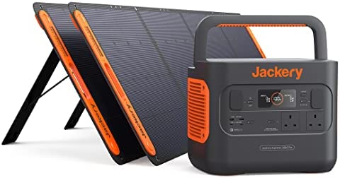 Jackery Solar Generator 2000 PRO, 2160WH Power Station and 2X SolarSaga 200W with 2x230V/2200W AC Outlets, Solar Mobile Lithium Battery Pack for Outdoor RV/Van Camping, Overlanding