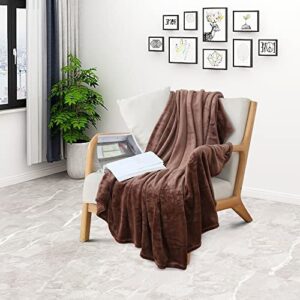 Kaket Flannel Blanket 70 x 100 CM, Soft Fluffy Warm Flannel Throws, Ultra Soft Small Blanket Throw for Bed Sofa Couch (Brown, 70 x 100 CM)