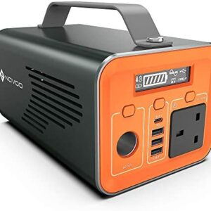 NOVOO Portable Power Station with 230WHh/62400mAh Lithium Battery, 230V/200W AC Outlet, 60W PD USB-C In/Output, Emergency Power Generator Outdoor Backup for Travel, Party, Camping, CPAP Machine