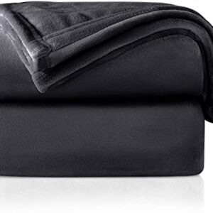 RATEL Fleece Blanket Throw Blanket, 60×80 inch Fluffy Blanket Sofa Throw for Bed/Chairs/Couch, Microfiber Flannel Soft Blankets Warm, Cozy and Durable, Dark Grey, 150x200cm