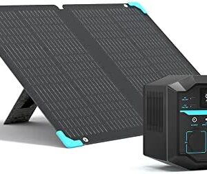 Renogy Portable Power Station Phoenix 200, 222Wh Solar Generator with 80W Foldable Solar Panel, Pure Sine Wave Power Generator Backup Lithium Battery Pack for RV Camping Outdoor Fishing Emergency