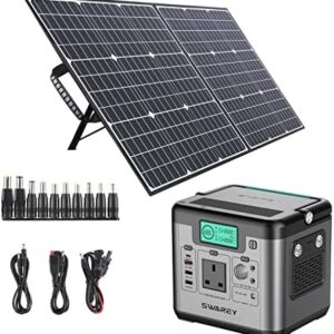 SWAREY Portable Power Station 518Wh with 100W Foldable Solar Panel Solar Generator Pure Sine Wave Power Generator Backup Emergency Power Supply for Camping Travel Fishing with Carrying Bag