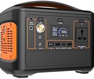 Tiontep Portable Power Station, 230V/600W Pure Sine Wave AC Outlet, 153600 MAh Backup Lithium Battery for Outdoors Picnic Fishing Travel Party Camping（Orange）