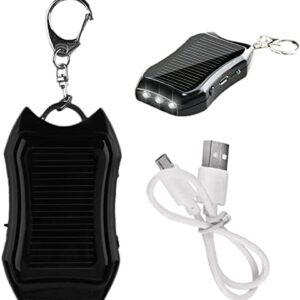 UGIF 1200mAH Solar Power Bank Keychain, Key Ring Mini Power Bank, Portable Solar Charger Keychain, with LED Torch, for Outdoor Emergency Phone Charger