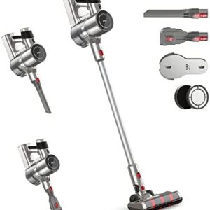 UONI X1 Cordless Stick Vacuum Cleaner, 28kpa Strong Suction Power Cordless Vacuum with LED Electric Brush, Wall Mount 3 in 1 Upright Vacuum cleaners, up to 60 minutes Runtime Handheld Vacuum Cleaner