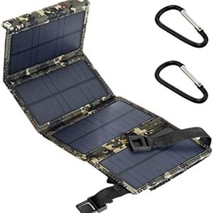 dsfen 5V 10W USB Solar Charger Portable Solar Cell Waterproof Solar Battery Chargers USB Solar Panel Power Bank with 4 Solar Panels Charging for Phone for Hiking Camping Outdoors