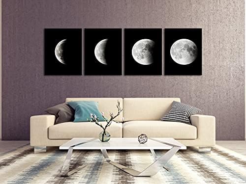 Wieco Art Moon Large Modern Giclee Canvas Prints Artwork Abstract Space Pictures Paintings on Stretched and Framed Canvas Wall Art Ready to Hang for Living Room Home Office Decorations - Image 3