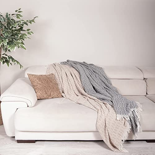 Milam London Throw For Sofa | Cosy Blanket For Bed | Knitted Blanket | Bed Throw Double Size | Sofa Blanket | Throws For Armchairs | Cotton Blanket Throw | Dark Grey Throw 170 x 200 cm - Image 3