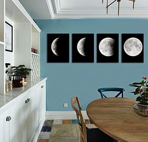 Wieco Art Moon Large Modern Giclee Canvas Prints Artwork Abstract Space Pictures Paintings on Stretched and Framed Canvas Wall Art Ready to Hang for Living Room Home Office Decorations - Image 5
