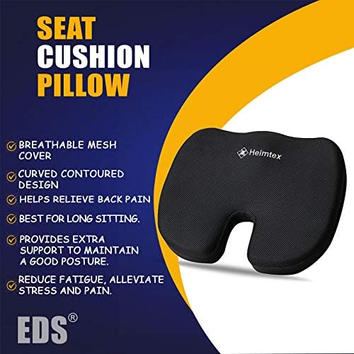 EDS Memory Foam Seat Cushion for Office Chair Breathable Seat Pads Orthopedic Chair Cushion For Car Seats Desk Chairs Gaming And Computer Chairs Non-Slip Coccyx Cushion Washable Removable Cover Black - Image 4