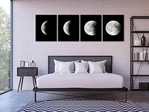 Wieco Art Moon Large Modern Giclee Canvas Prints Artwork Abstract Space Pictures Paintings on Stretched and Framed Canvas Wall Art Ready to Hang for Living Room Home Office Decorations - Image 4
