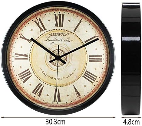ALEENFOON 12 inch Quartz Retro Wall Clock 30cm Metal Shell Silent Non-ticking Vintage with Roman Numerals Wall Clocks for Living Room Bedrooms Office School - Image 2