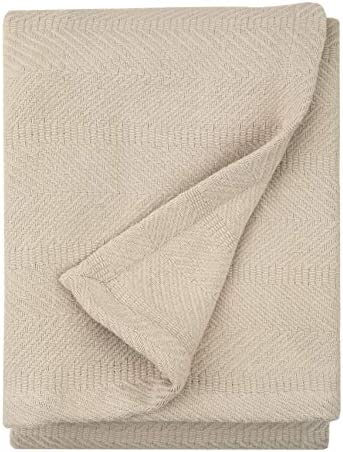 Sticky Toffee Woven Blanket - 100% Cotton, Tan | Large Lightweight Throw | Warm, Light & Soft for Living Room Couch, Chair, Outdoors or for Home Bedspreads | Machine Washable - Image 2