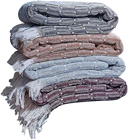 Milam London Throw For Sofa | Cosy Blanket For Bed | Knitted Blanket | Bed Throw Double Size | Sofa Blanket | Throws For Armchairs | Cotton Blanket Throw | Dark Grey Throw 170 x 200 cm - Image 5