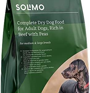 Amazon Brand - Solimo - Complete Dry Dog Food for Adult Dogs, Rich in Beef with Peas, 1 Pack of 5kg