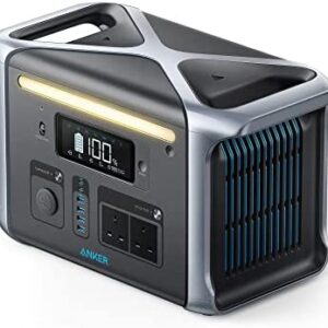 Anker 757 Portable Power Station, PowerHouse 1229Wh LiFePO4 Battery, 1500W Solar Generator with 2 AC Outlets (Solar Panel Optional), 2 USB-C Ports 100W Max, LED Light For Camping, RV(Renewed)
