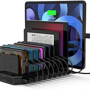 Charging Station for Multiple Devices, Unitek 120W 10 Port USB Charging Station Dock & Organizer with 2 Type C Power Delivery, Multi Device Charging Station for Phones, Tablets, and Other Electronics