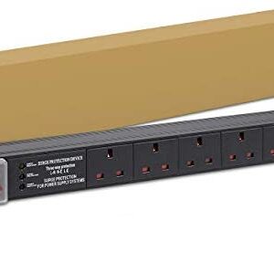Dynamode 6 Way PDU Extension Lead- 13A Multi Plug Switched Power Distribution Unit (PDU) Rack Mount Charging Station with 1.8 M Cable for Home Office 19 Inch PDU Server Cabinet with Surge Protection