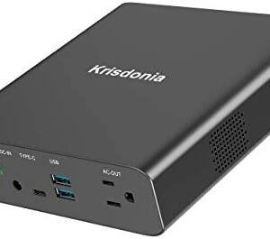 Krisdonia AC Outlet Portable Laptop Charger 27000mAh / 130W Portable Power Generator - 1x AC Outlet - 2x USB (Quick Charge 3.0) - 1x USB Type-C - Power Bank for Laptop/Smartphone/Tablet/Drone