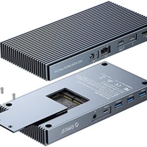 ORICO Docking Station for Thunderbolt 3 9-in-1 Dual-Bay M.2 NVMe/NGFF USB-C Docking Station 40Gbps, 60W Charging Power for Laptop, 15W for Smartphone, for PCIe B-Key & M-Key 22X80 SSD, up to 4TB