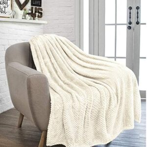 RayyanLinen Waffle Honey Comb Throw Blanket Super Soft Luxurious Versatile Sofa Bedspread Travel Throw (CREAM, DOUBLE - 150 x 200CM)
