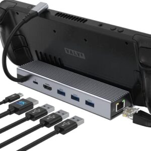 Steam Deck Dock, Docking Station & Stand for Steam Deck, 6-in-1 USB C Hub with 4K@60Hz HDMI 2.0,Gigabit Ethernet,3 USB3.0 Ports and USB-C Power Delivery, Accessories for Valve Steam Deck Console