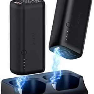 TNTOR - 10000mAh USB C Power Bank with Mini Charging Dock, (2 Pack 5000mAh) The Smallest Portable Charger with USB C Input Output, Dual Output - Matt Black