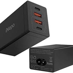 USB C Charger,65W GaN 4-Port USB Charging Station Fast Laptop Charger Compatible with iPhone, iPad, Galaxy MacBook Pro, Dell XPS etc