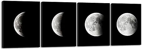 Wieco Art Moon Large Modern Giclee Canvas Prints Artwork Abstract Space Pictures Paintings on Stretched and Framed Canvas Wall Art Ready to Hang for Living Room Home Office Decorations