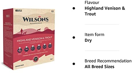 Wilsons - Premium Cold Pressed Dry Dog Food, Hypoallergenic, Grain Free, 100% Natural, Suitable for Adult Dogs and Puppies 2 Months and Up (Highland Venison & Trout) (2kg) - Image 9