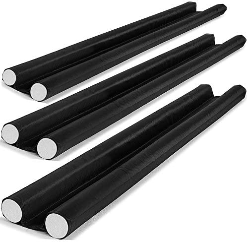3x Draft Excluder for Doors Twin Draught Guard Bottom 95cm 37in Adjustable Insulation Cold Air Noise Wind Blocker Foam Stopper Black Cushion Seal