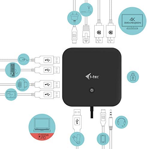 i-tec USB-C Docking Station 2x4K with 100W Power Delivery - 2x DisplayPort 1x USB-C 3x USB 3.0 2x USB 2.0 1x GLAN 1x Audio/Mic - Image 6
