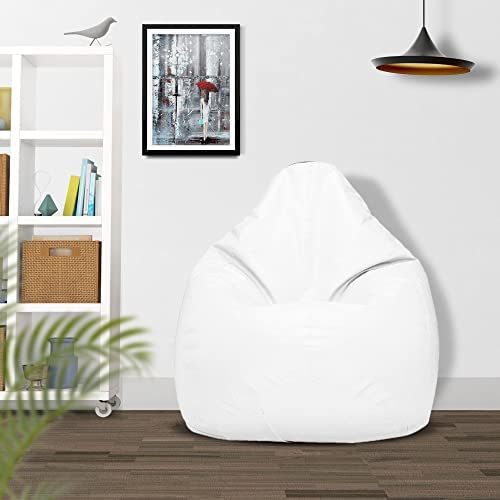 Ample Decor Bean Bag Cover – for Children and Teenagers – Super Soft – Made to Last – Indoor Use – Solid Colors (Filling not Included) – White - Image 2
