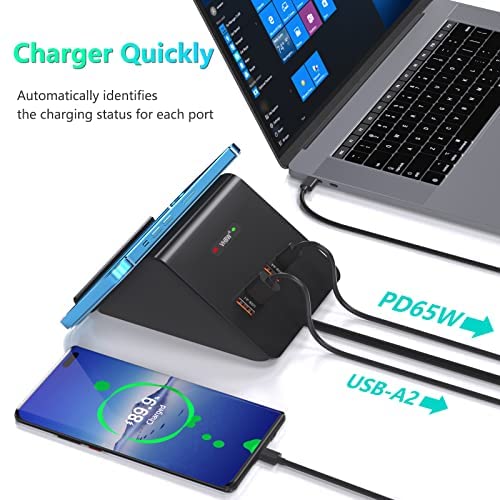 100W Wireless Charging Station,Qurzou Multiport USB Charger 6-Port USB C Cell Phone Fast Charger for iPhone 14/14 Pro/14 Pro Max/13 Pro/13 Pro Max, Galaxy, iPad,Tablet,MacBook Pro/Air etc - Image 3