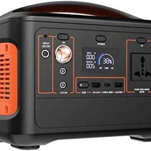 600W Portable Power Station ,153600 MAh Solar Generator Energy Storage Power Supply with AC Outlet ,for Outdoor RV/Van Camping, Travel Hunting Blackout Emergency (Power Station, orange)