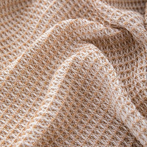 LHGOGO Waffle Sofa Throw Blanket Woven Throws for Sofas Large Throws for Settees with Tassels Reversible Versatile Blanket Throw for Sofa Single Bed and Armchair 130x180cm - Beige - Image 7